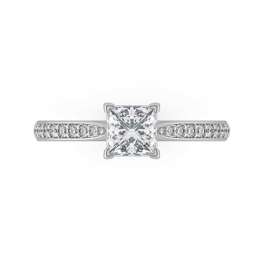 Princess Shoulder Diamond  Engagement Rings