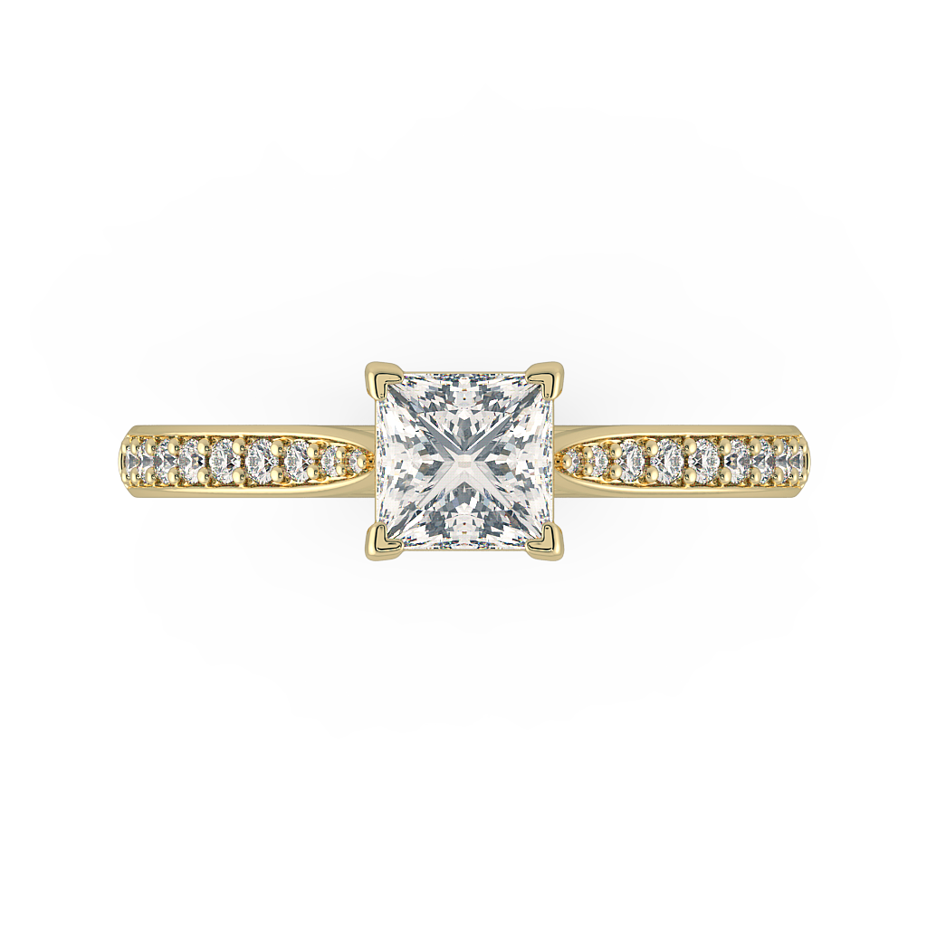 Princess Shoulder Diamond  Engagement Rings