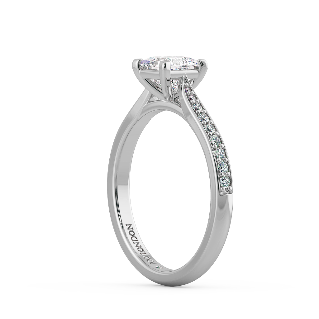 Princess Shoulder Diamond  Engagement Rings