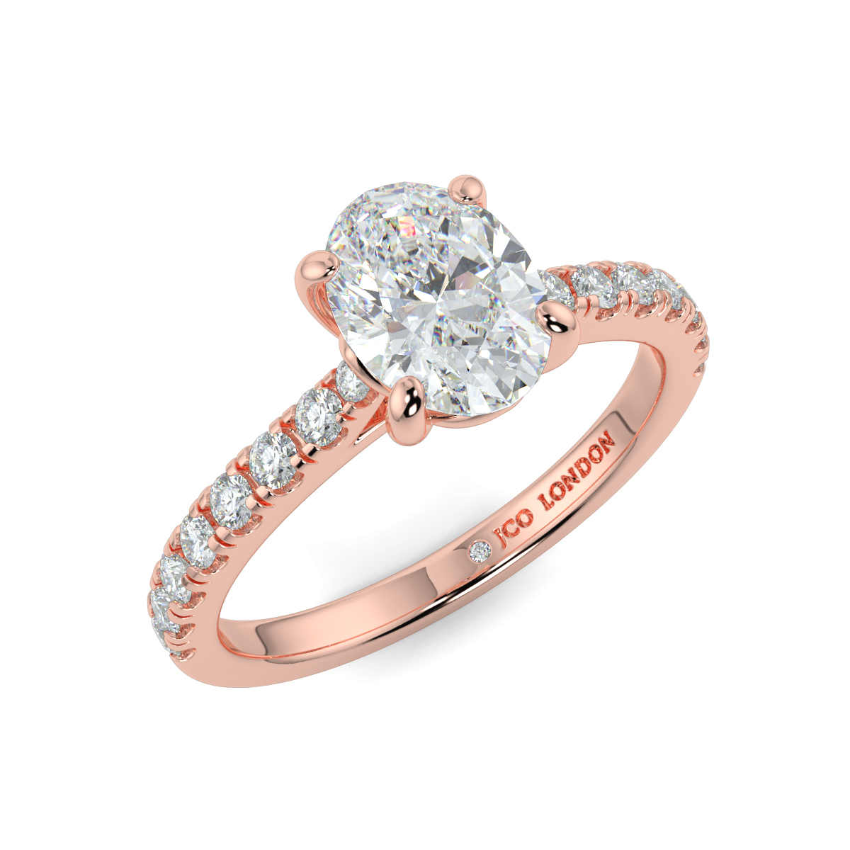 Oval Shoulder Diamond  Engagement Rings