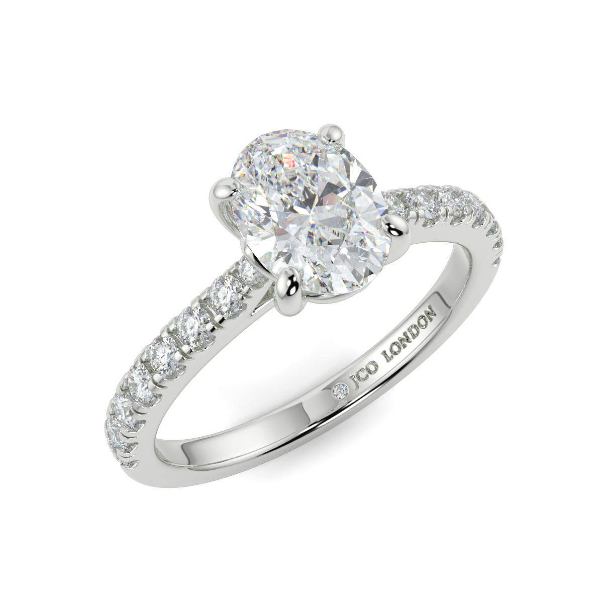 Oval Shoulder Diamond  Engagement Rings