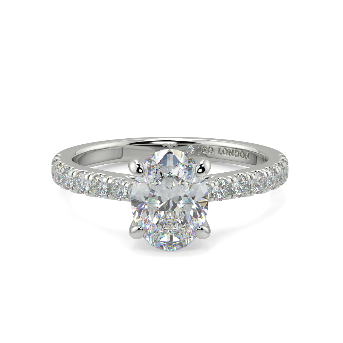 Oval Shoulder Diamond  Engagement Rings