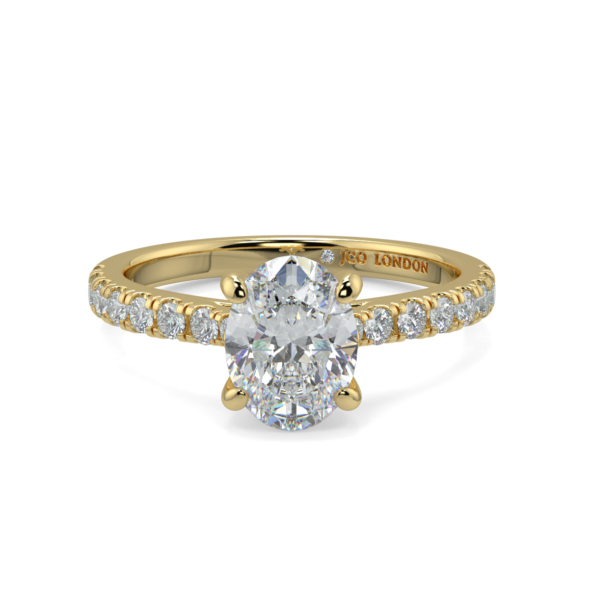 Oval Shoulder Diamond  Engagement Rings