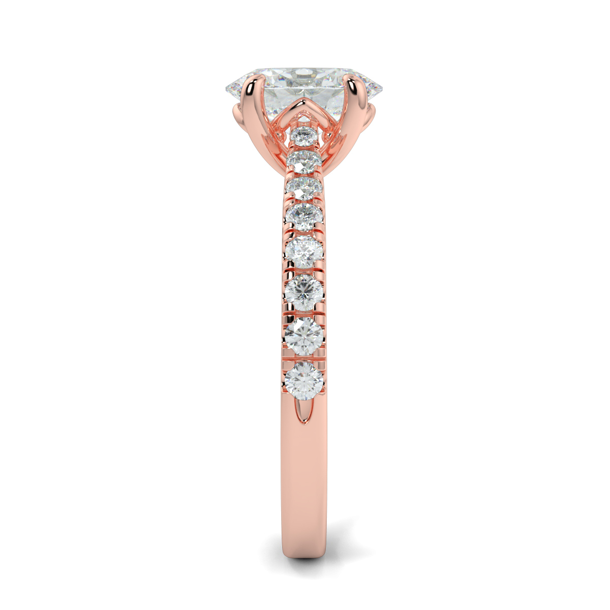 Oval Shoulder Diamond  Engagement Rings