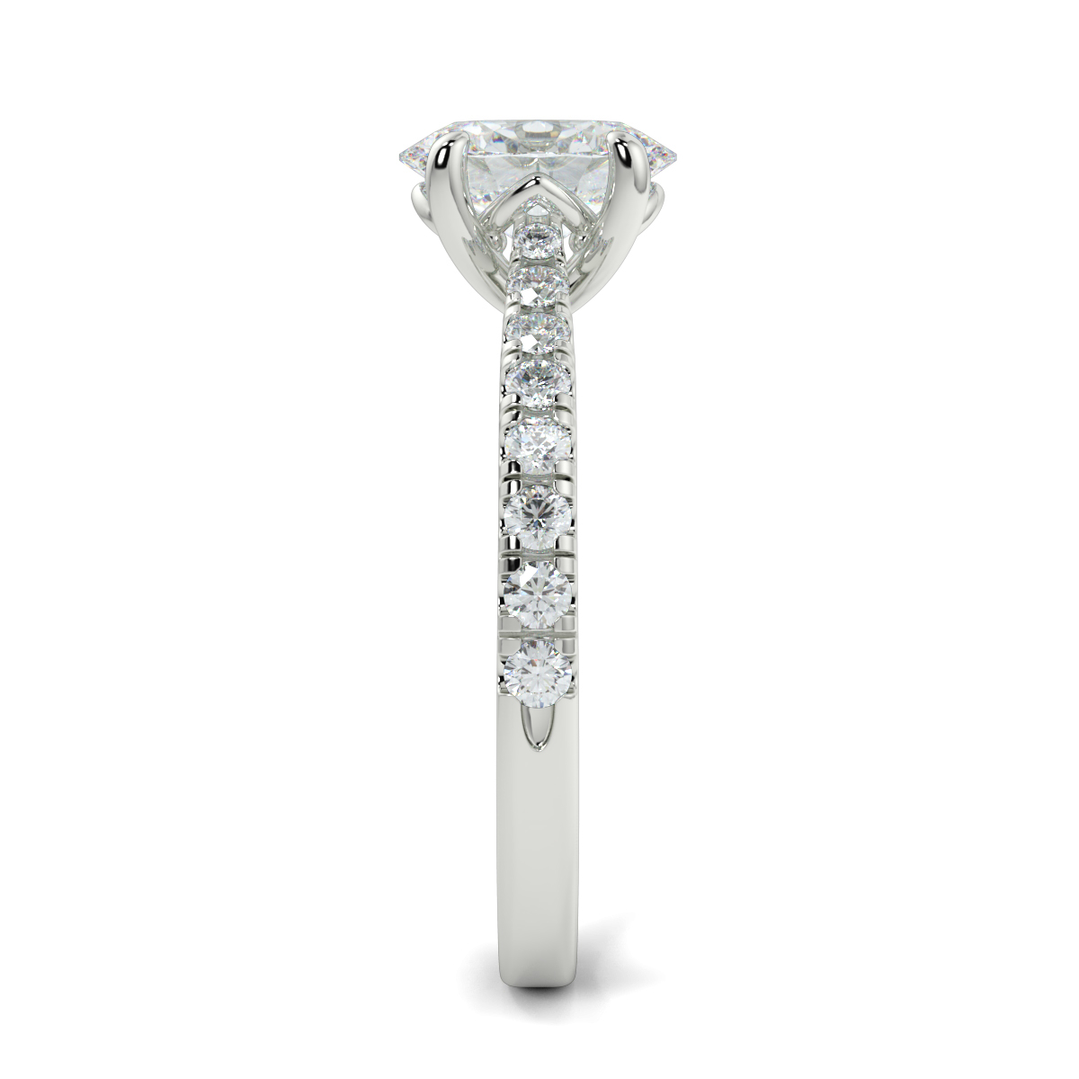 Oval Shoulder Diamond  Engagement Rings