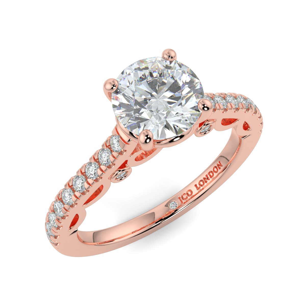 Round Shoulder Diamond  Engagement Rings