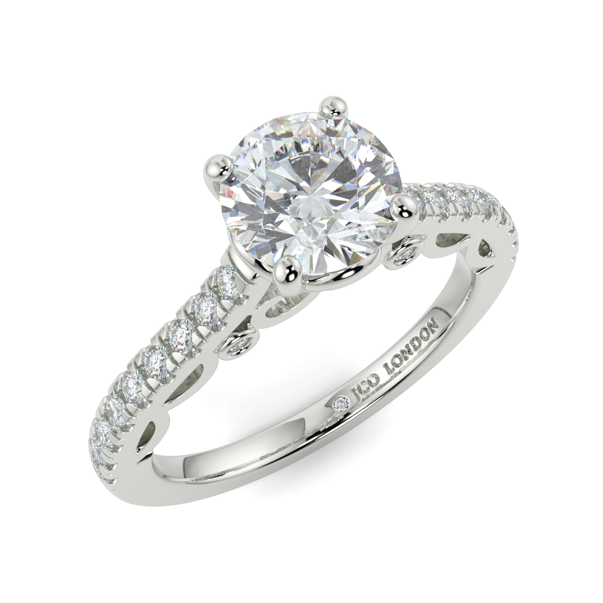 Round Shoulder Diamond  Engagement Rings