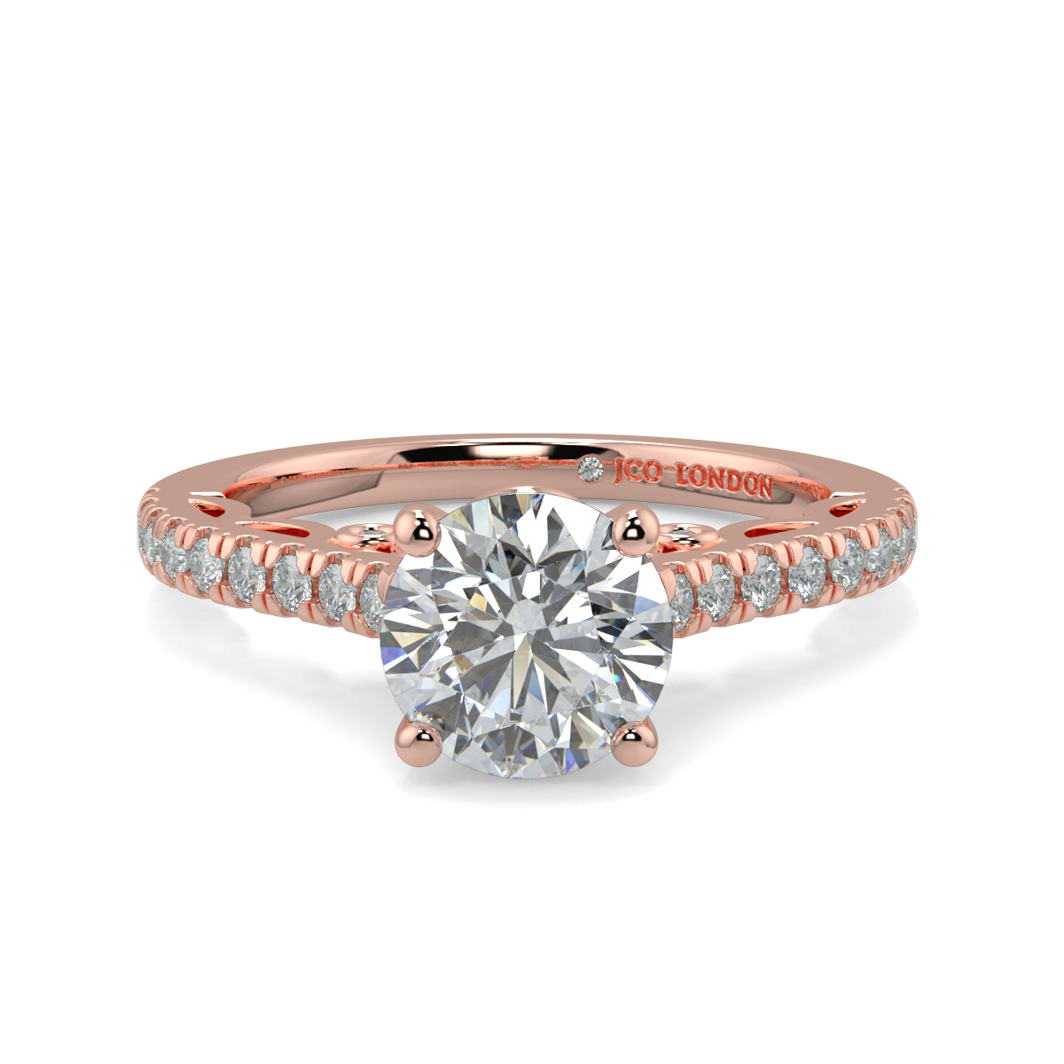 Round Shoulder Diamond  Engagement Rings