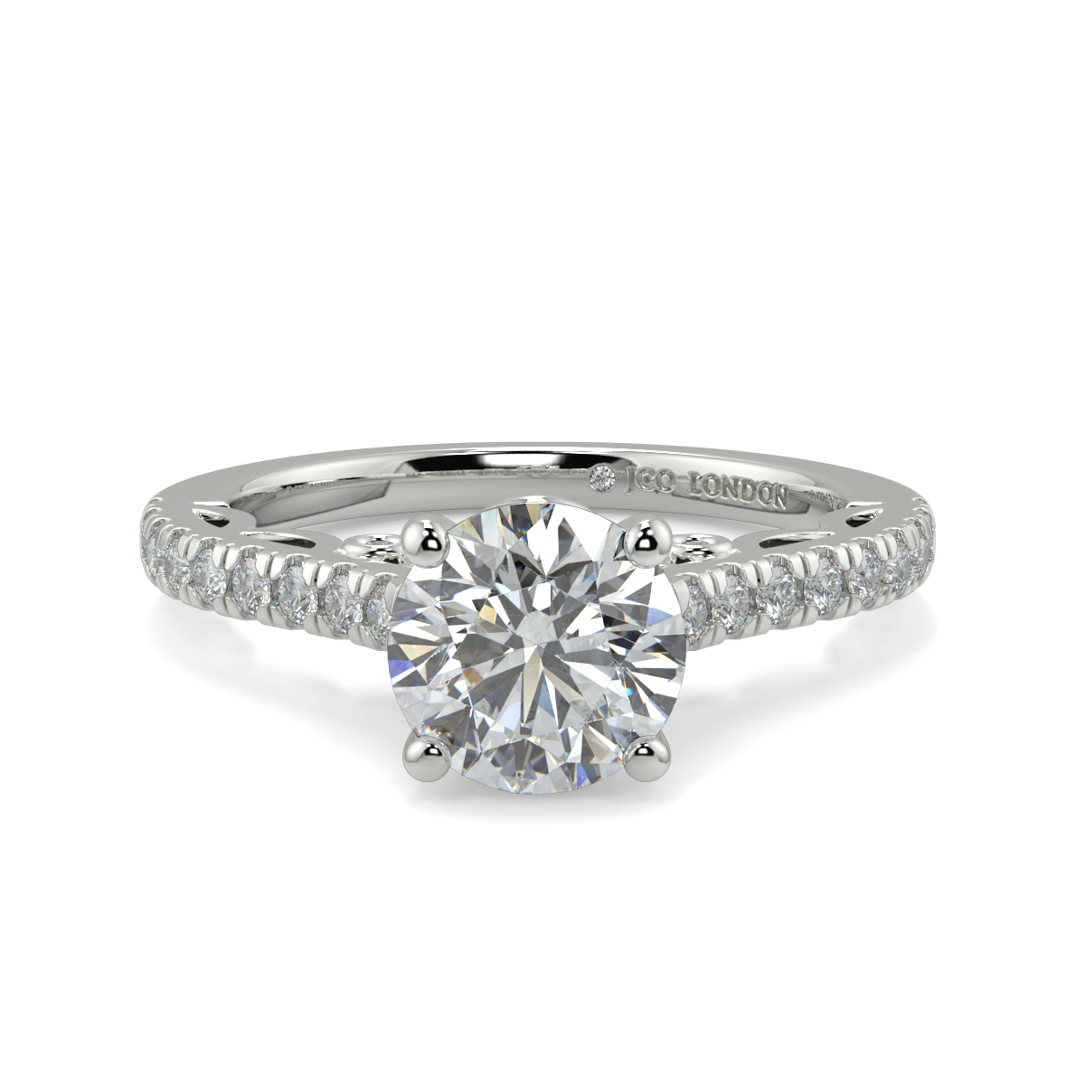 Round Shoulder Diamond  Engagement Rings