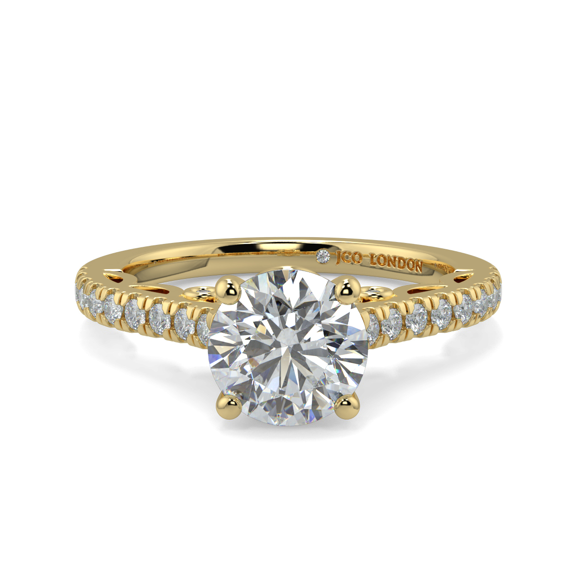 Round Shoulder Diamond  Engagement Rings