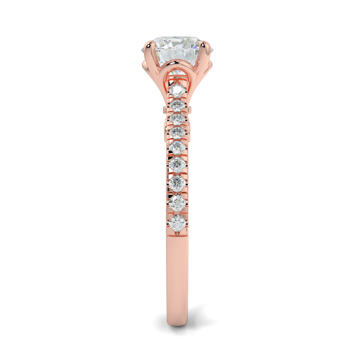Round Shoulder Diamond  Engagement Rings