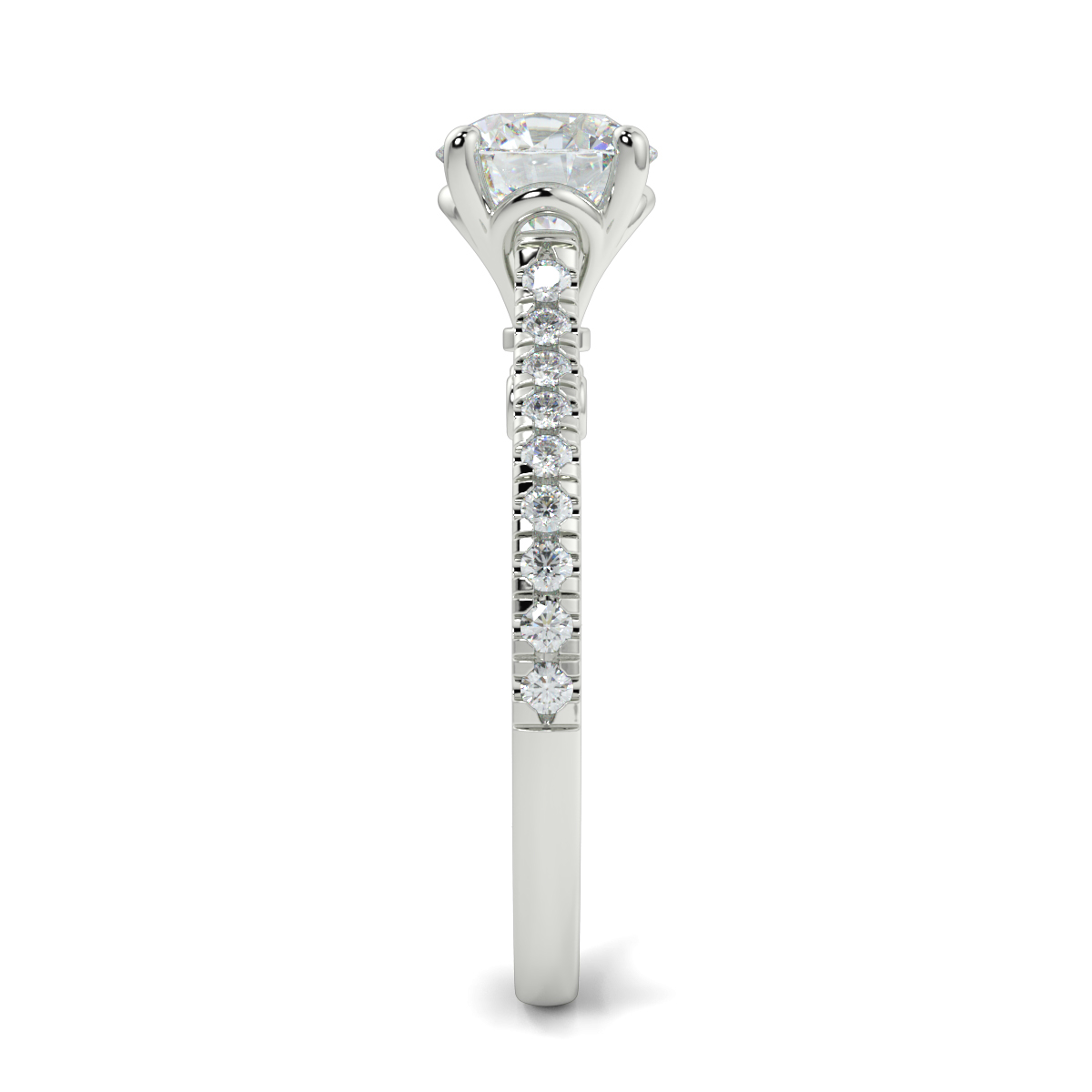 Round Shoulder Diamond  Engagement Rings