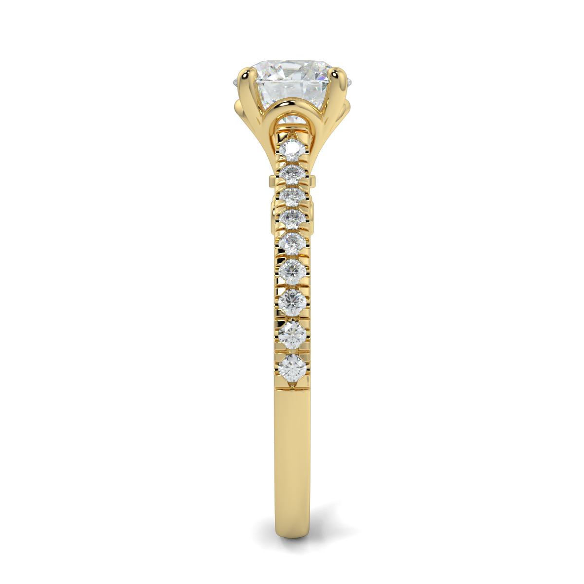 Round Shoulder Diamond  Engagement Rings