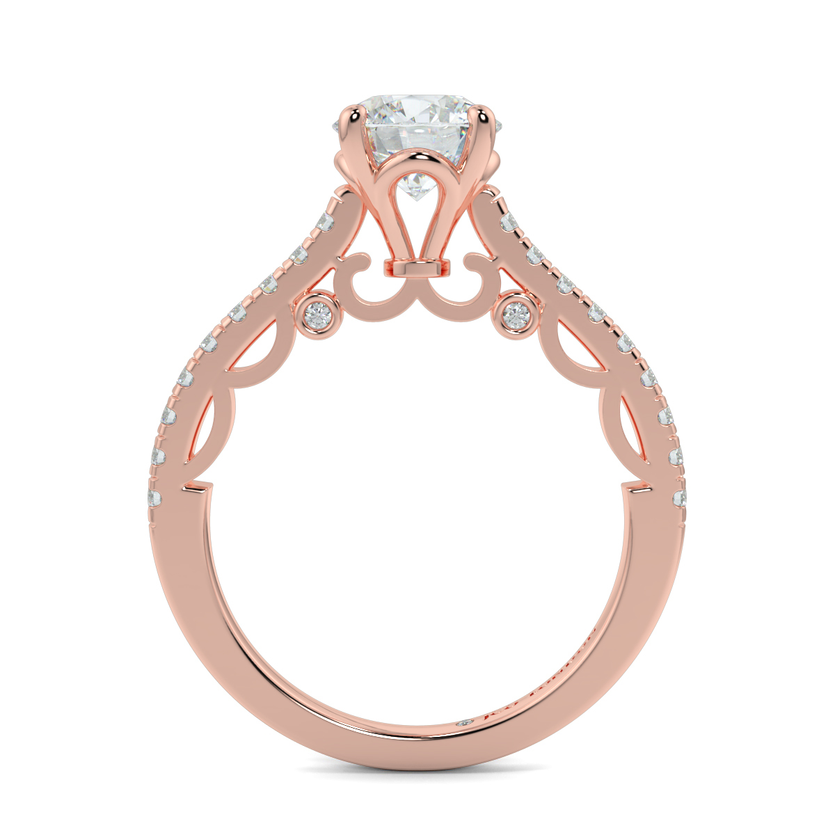 Round Shoulder Diamond  Engagement Rings