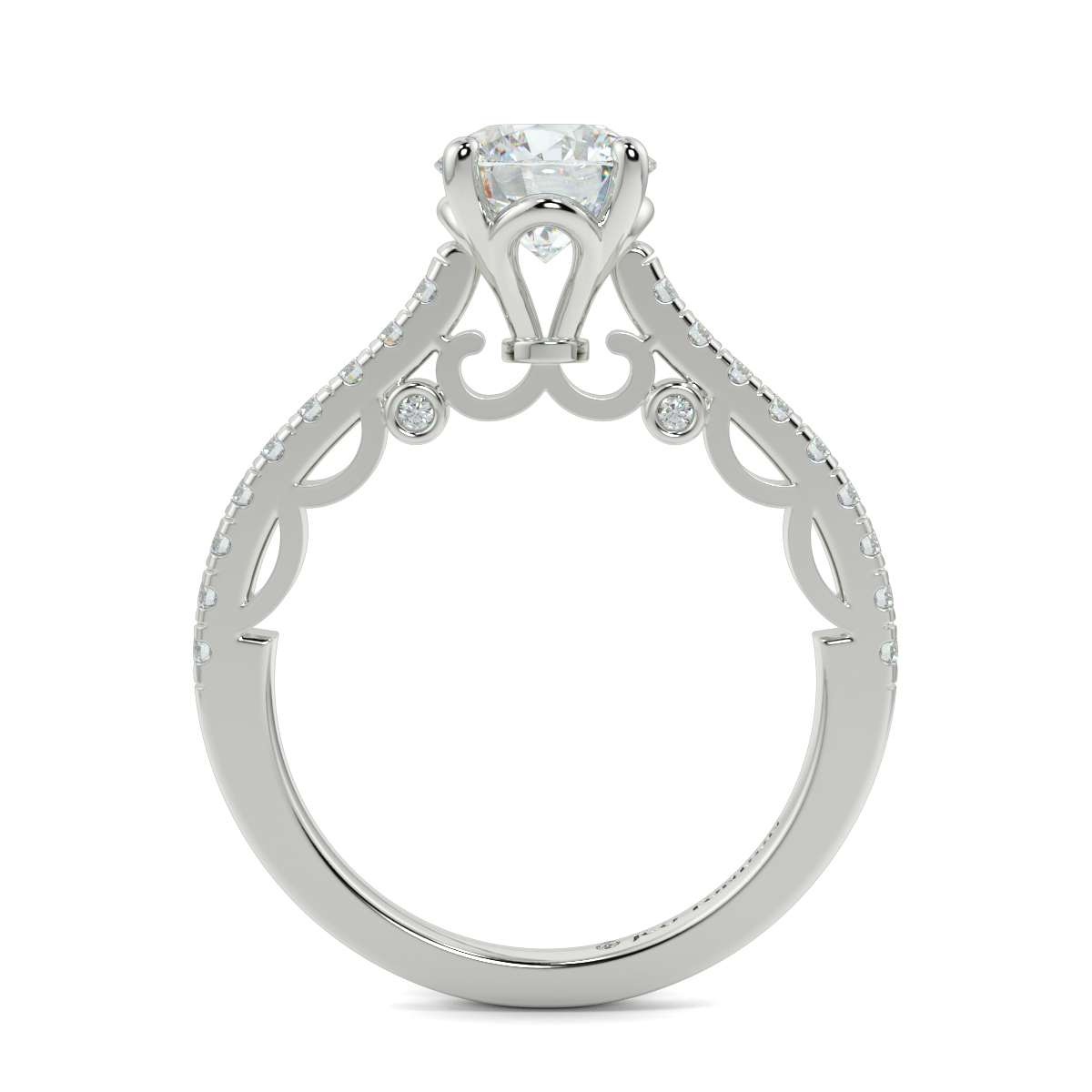 Round Shoulder Diamond  Engagement Rings