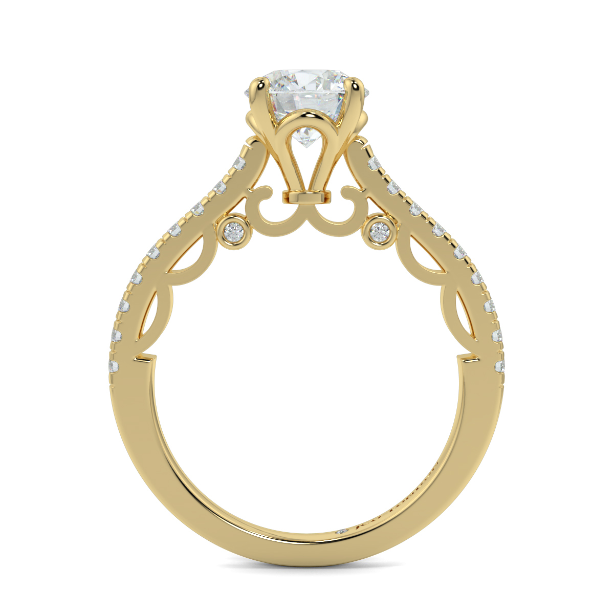 Round Shoulder Diamond  Engagement Rings