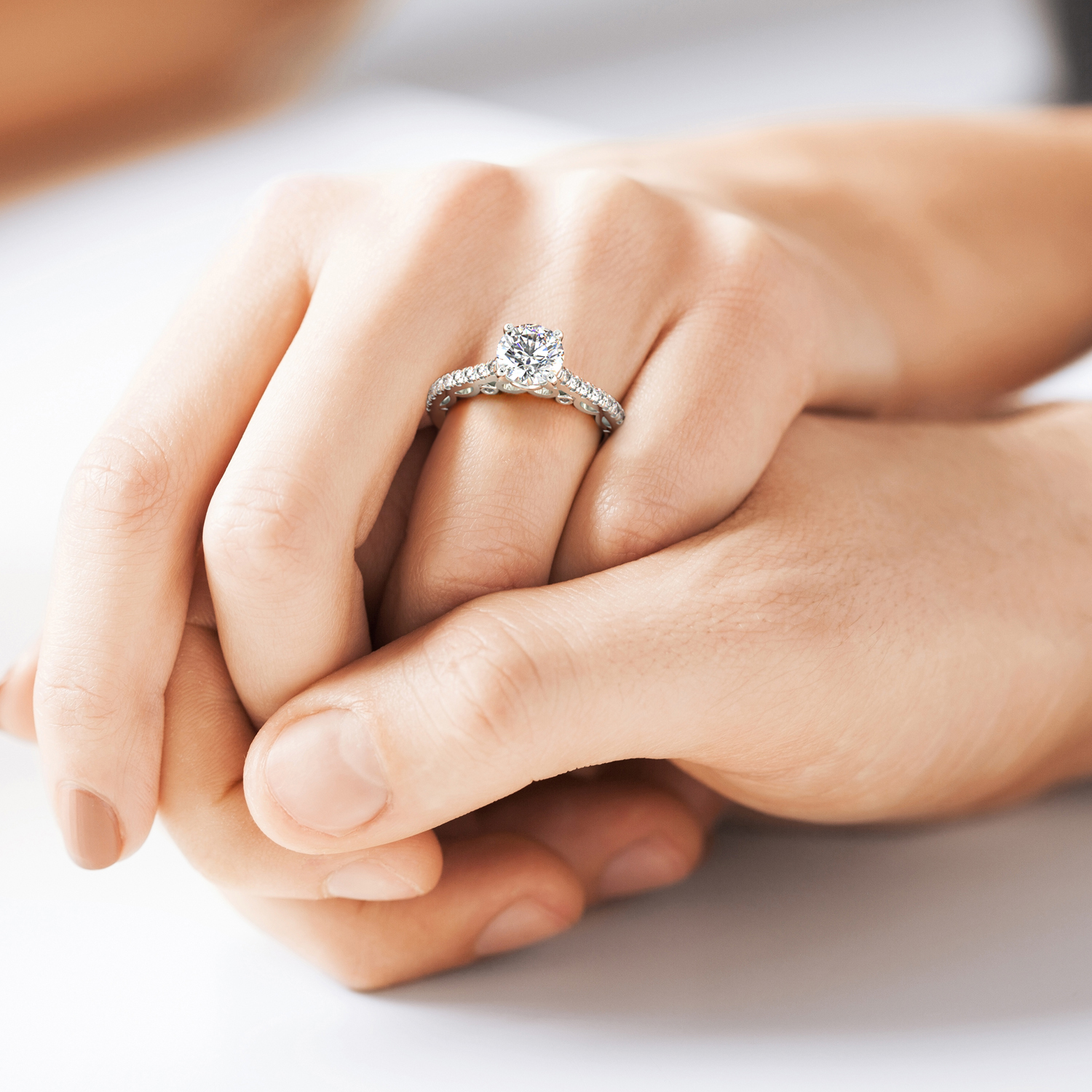 Round Shoulder Diamond  Engagement Rings